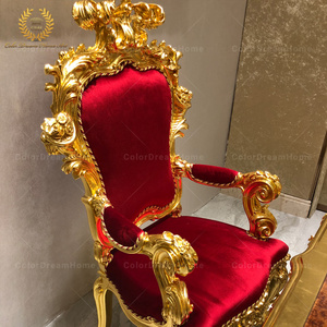 Hoàng Gia tay khắc đồ nội thất phòng khách ghế và bàn <span class=keywords><strong>Baroque</strong></span> sang trọng vàng Ghế ăn với cánh tay - Product Image 3