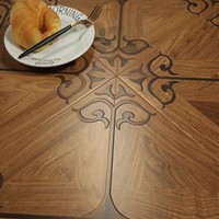 Parquet en bois de noyer incrusté style Versailles, brun chaud, revêtement de sol décoratif pour villas et halls d'hôtels