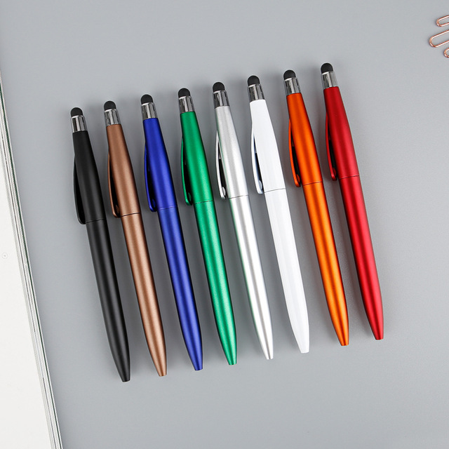 Multi Functional Touch Screen Control Plastic Spray Paint Ballpoint Pen Short Gift Promotion Pen Company logo Printing