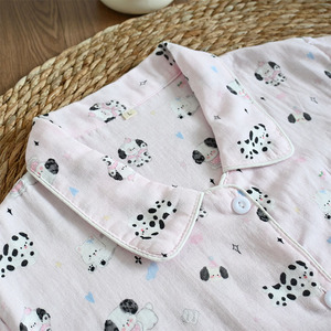 Klassisches & Zeitloses Damen-Pyjama-Set mit Niedlichem Cartoon-Hundemuster Weicher Atmungsaktiver Stoff 100% Baumwolle Damen-Schlafanzug - Product Image 4