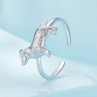 925 bague en argent Sterling hommes femmes Texture exquise bague ouverte conception mignon petit Golden Retriever Zircon parfait cadeau bijoux