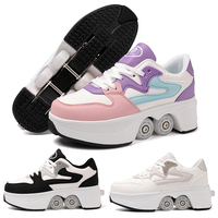 Chaussures à roulettes 4 roues sûres et durables pour garçons et filles, baskets tendance avec roues, chaussures décontractées à double usage pour le patinage