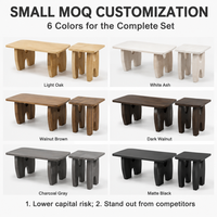 Ensemble de table basse en MDF imprimé imitation pierre avec table d'appoint, pieds en U, meubles modernes pour salon