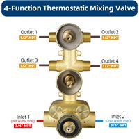 Vanne de dérivation de douche thermostatique 4 sorties 3 poignées de contrôle Vanne de mélange de douche