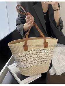 Summer Seaside Vacation Ladies Straw Zip <b>Waterproof</b> New Style Woven Large Capacity Shoulder Bag Fashion Tote Bag Tanjing - Product Image 2