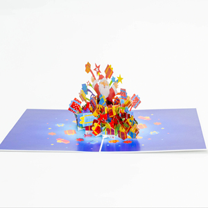 การ์ดอวยพรแบบป๊อปอัพสำหรับเทศกาลคริสต์มาสงานหัตถกรรมกระดาษจากเวียดนามพร้อมต้นคริสต์มาสซานต้าและคำอวยพรในวันหยุดแบบ3D - Product Image 1