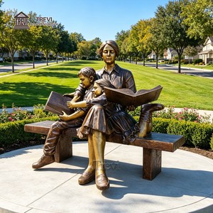Estatua de Bronce de la Madre y los Hijos Sentados en un Banco de TREVI |   Escultura para Grupo de Lectura Familiar para Jardín, Parque y Biblioteca al Aire Libre - Product Image 4
