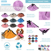 Serviettes pour chien en polaire corail imprimées 10 couleurs COLLABOR avec logo, serviette de poche pour chien personnalisée, serviette de plage super absorbante pour chien