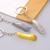 Cadeau promotionnel pour salons de beauté et de coiffure : Pendentif porte-clés en alliage de zinc, motif tondeuse, ciseaux de barbier et tondeuse électrique