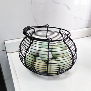 DS5712 panier de collecte d'oeufs de poulet rond en métal panier de collecte porte-oeufs frais panier à oeufs en fil de ferme - Product Image 4