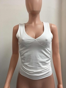 Top corto fruncido con cuello en V para mujer - Camiseta sin mangas ajustada, ropa de mujer a la moda - Product Image 5