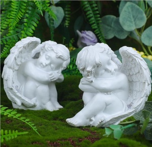 Decorazioni per la casa Cherub Statue Baby Sculpture Figurine Little Resin Angel con luce cupido Garden Statue - Product Image 3