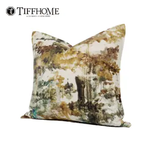 Tiff Home Wholesale Hot Sale 45*45cm Eco-friendly Artistic New Chinese Style Poetic Square Throw Pillow