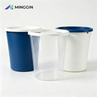 Plastikklammer-Ringmülleimer ohne Deckel aus PP-Material, Weiß, Modell 04, 26,5 cm Durchmesser x 29,5 cm Höhe, für Toilette, Bad, Büro, Abfall