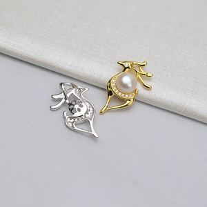 จี้เงินแท้ S925 รูปกวาง/เอลก์ ทำมือ น่ารักสำหรับผู้หญิง สร้อยไข่มุก 7-8 มม. อุปกรณ์ DIY พร้อมกล่องใส่เครื่องประดับ 593 - Product Image 2