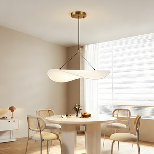 Luminaire suspendu moderne en tissu et cuivre, design ondulé, éclairage décoratif de luxe, lumière douce, salle à manger, salon, hôtel, villa - Product Image 2