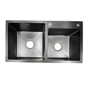 Évier Offset Undermount Évier de cuisine en acier inoxydable Drop In Double Bowl Évier de cuisine 78*45 - Product Image 1