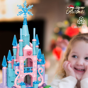Woma Đồ Chơi Sán Đầu Bán Lẻ Sinh Viên Trẻ Em Băng Tuyết Lâu Đài Quay Âm Nhạc Hộp Nhỏ Gạch Xây Dựng Khối Lắp Ráp Trò Chơi Juguetes - Product Image 4
