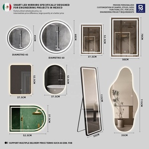 <span class=keywords><strong>Espejo</strong></span> LED para Baño para Proyectos de Ingeniería en México, Redondo, Arqueado, de <span class=keywords><strong>Cuerpo</strong></span> Entero, Múltiples Formas, Antivaho, Táctil, Regulable, Venta al por Mayor OEM - Product Image 1