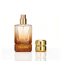 Flacon de parfum en verre rectangulaire personnalisé de luxe avec bouchon doré et boîte, dégradé de couleurs, 30 ml, 50 ml, 100 ml, avec pulvérisateur à air