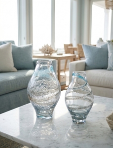 Vase en verre coloré soufflé à la main, motif spirale bleu beige, bulle, silhouette d'olive, <span class=keywords><strong>centre</strong></span> <span class=keywords><strong>de</strong></span> <span class=keywords><strong>table</strong></span> artistique pour villa et décoration <span class=keywords><strong>de</strong></span> mariage - Product Image 3