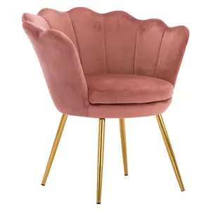 현대 여가 황금 금속 다리, 거실을 위한 허영 의자를 가진 분홍색 우단 악센트 의자 침실 드레서