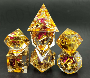 Jeu de 7 dés de fleurs DND faits à la main en résine à double cœur pour donjons et dragons Jeux de table - Product Image 4