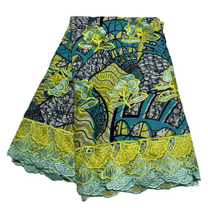 Tissu africain de luxe <span class=keywords><strong>en</strong></span> <span class=keywords><strong>pagne</strong></span> wax hollandais avec broderie 3D et appliques <span class=keywords><strong>en</strong></span> dentelle, 3 yards, assorti à un <span class=keywords><strong>pagne</strong></span> wax princesse 100% coton - Product Image 5