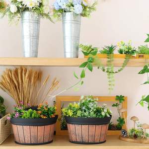 Fioriere appese a parete per esterno vaso fioriera di vino in botte di rovere addensato acqua di stoccaggio vasi di fiori per piante da fiore all'aperto - Product Image 2