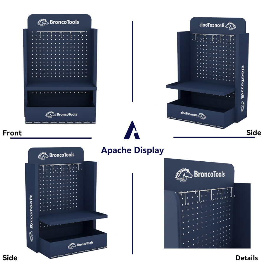 Apache Custom Countertop Wooden Display Stand with Hooks for Hardware Tools & Accessories in Retail Stores & Trade Shows — view 4