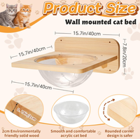 Étagère murale pour chat en bois de caoutchouc, ensemble de 3 pièces, lit pour chat en acrylique en forme de capsule spatiale, meubles muraux pour chat
