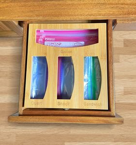 Organizador de almacenamiento de bolsas Ziplock de bambú, organizador de bolsas de almacenamiento de alimentos - Product Image 1