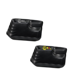 Double Compartment Snack Plate Black Melamine Serving <b>Tray</b> For Hotel Coffee <b>Tea</b> Commercial Use - Product Image 5