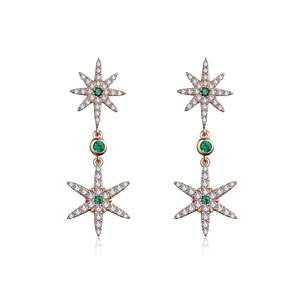 S925 Sterling Argent Longue Chaîne Pendentif En Cristal Brillant <span class=keywords><strong>Anis</strong></span> Étoile Bijoux Boucles D'oreilles Avec Oorbel - Product Image 1