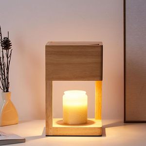Lámpara Calentadora de Velas para Aromaterapia, Derretidor de Cera Eléctrico sin Llama, Suministro de Fábrica, de Madera Moderna con 2 Bombillas CN;JIA - Product Image 5