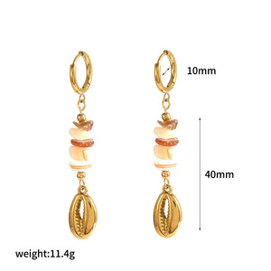 Fashion Drop <b>Earrings</b> With Natural Stone <b>Tassels</b> Animal Shape Gold Plated For Women Beach Style Jewelry TE60378 - Product Image 5