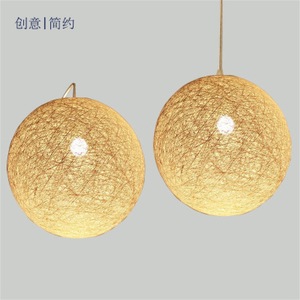 โคมไฟห้อยเพดานทรงกลมทำจากป่าน ใช้หลอดไฟ LED E27 เหมาะสำหรับสถานที่พักผ่อน - Product Image 3