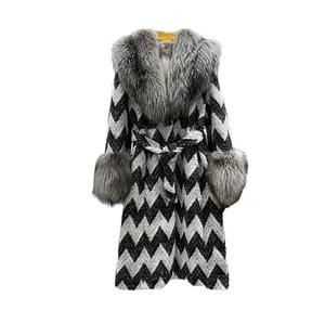 Fox collar woolen women's wool coat medium length slim fit style temperament women's wool coat noblewoman
