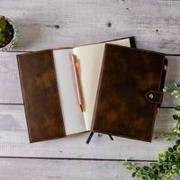 Carnet en cuir PU A5 traité au laser avec boucle porte-stylo, promotionnel pour entreprises, avec fermoir gravé au laser, pages vierges