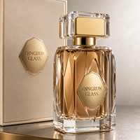 Vente flash - Flacon de parfum carré transparent recyclable avec logo personnalisé, flacon de parfum en verre vide avec bouchon doré et boîte personnalisée