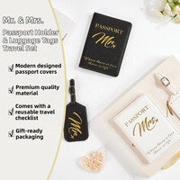 En stock design populaire porte-passeport en cuir PU jeu d'étiquettes à bagages avec fente pour carte de crédit accessoires de voyage portables