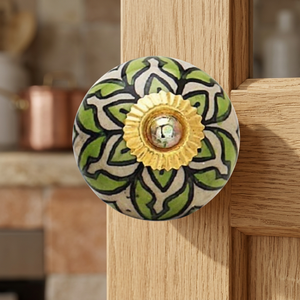 Pomo de Puerta de Cerámica con Puntos Azules y Centro Dorado, Manija Ambidestra para Uso en Hogar u Oficina, al Mejor Precio, de Proveedor Indio - Product Image 6