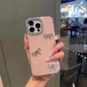 Funda para iPhone 16 de Apple, con un lindo lazo, lujosa, con diamantes, para mujer, de cobertura total, a prueba de golpes. - Product Image 3