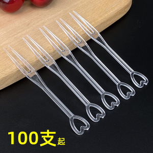 Disposable Fruit Forks <b>Plastic</b> Heart Shape Individually Packaged For Party Snack Sushi Use - Product Image 5