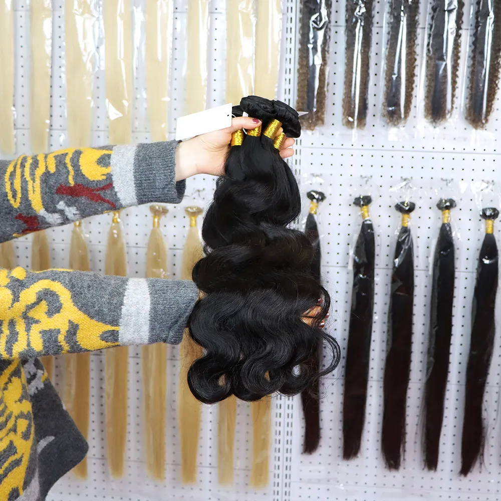 Venda por atacado grande de cabelo brasileiro virgem raw de 10a grau alta qualidade cabelo trançado/pacotes corpo ondas cabelo humano