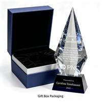 Trophée en cristal transparent de qualité supérieure avec base noire, logo gravé sur mesure, cadeau souvenir pour cérémonie de remise de prix, reconnaissance professionnelle