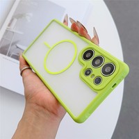 Coque de protection magnétique colorée de luxe transparente rigide de haute qualité anti-chute pour Samsung S26 Ultra S25 S23 S24