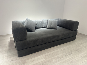 Divano Modulare in Corduroy a Righe Larghe Indigo con Gambe Cave Argento, Ordine all'Ingrosso, Certificato ISO, Direttamente dalla Fabbrica - Product Image 2