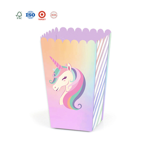 Xieli Iridescent Design <span class=keywords><strong>Licorne</strong></span> Motif Imprimé Papier Popcorn Box pour la Décoration de Fête de <span class=keywords><strong>Licorne</strong></span> - Product Image 1