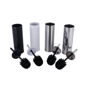 Đứng nhà vệ sinh bàn chải thép không gỉ phòng tắm nhà vệ sinh làm sạch bàn chải màu đen trắng bạc nhà vệ sinh bàn chải với chủ - Product Image 2